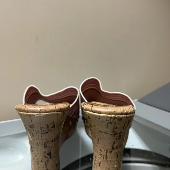 Arizona Jean Co. Multicolor Elastic Striped Cork Wedge Slide Sandals - Women - Picture 11 of 13